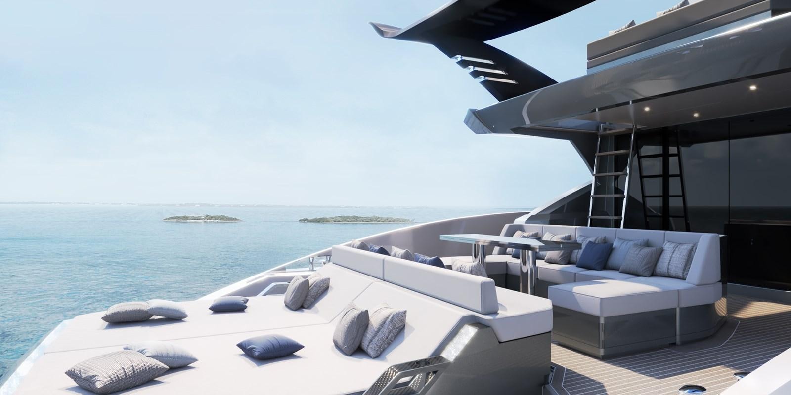 a large white lounge chair on a boat in the ocean aboard NEW GLADIATOR 961 SPEED Yacht for Sale