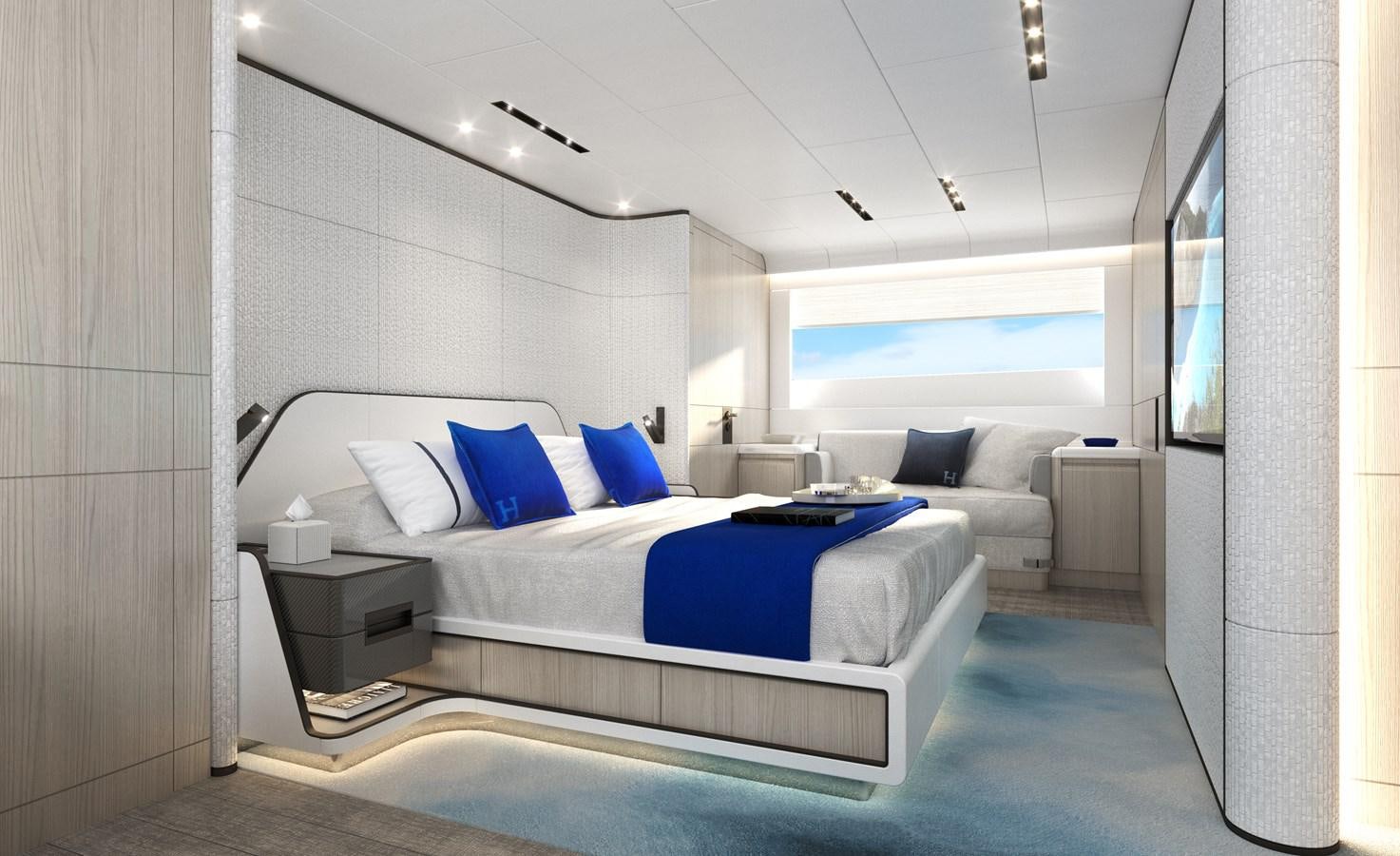 a room with a bed and a couch aboard NEW GLADIATOR 961 SPEED Yacht for Sale