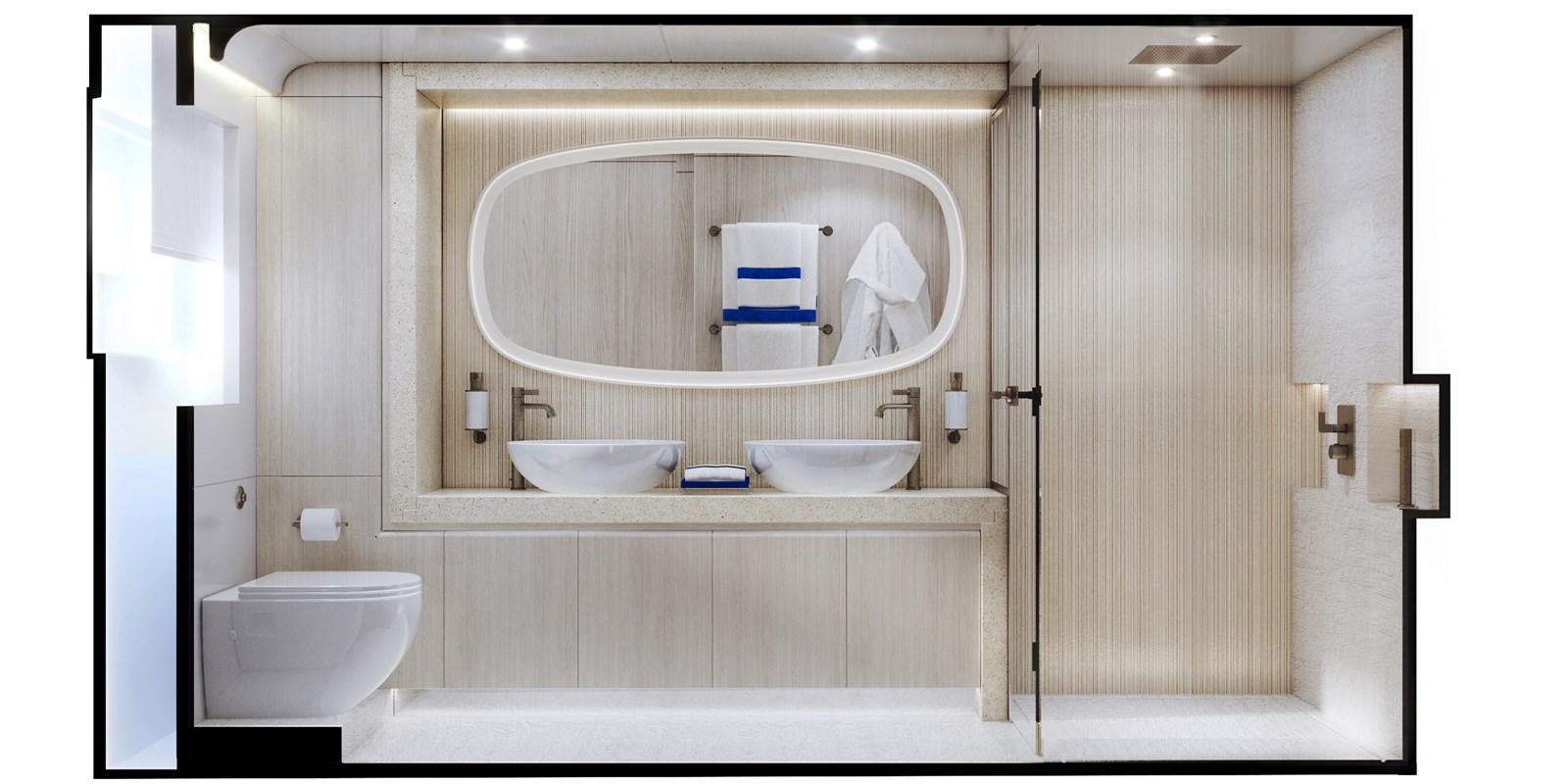 a bathroom with a large mirror aboard NEW GLADIATOR 961 SPEED Yacht for Sale