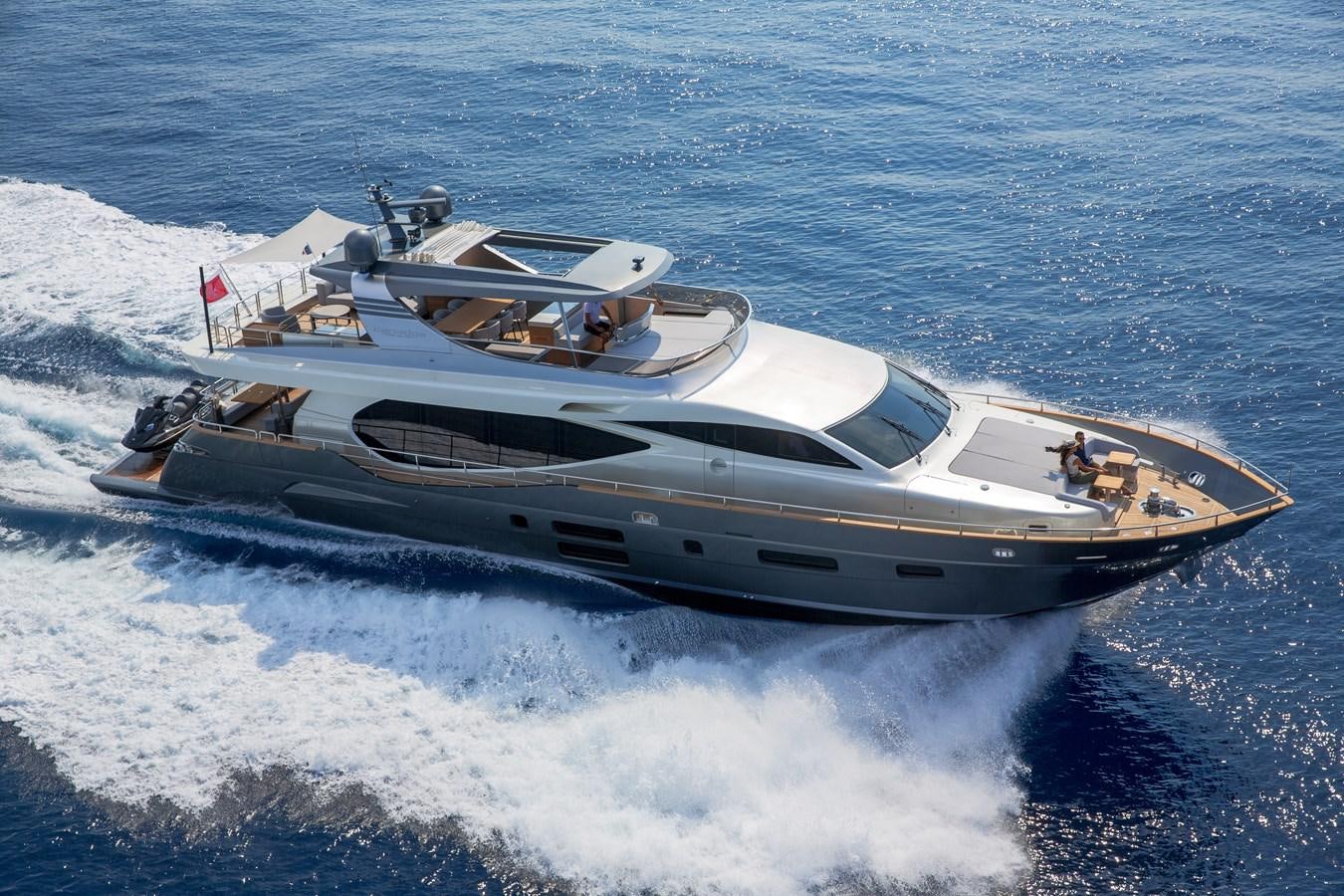 a boat on the water aboard NEW CANADOS 888 EVO Yacht for Sale