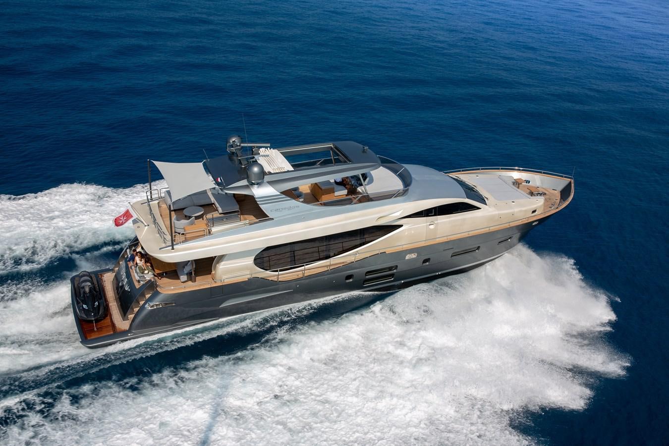 a space ship in the water aboard NEW CANADOS 888 EVO Yacht for Sale