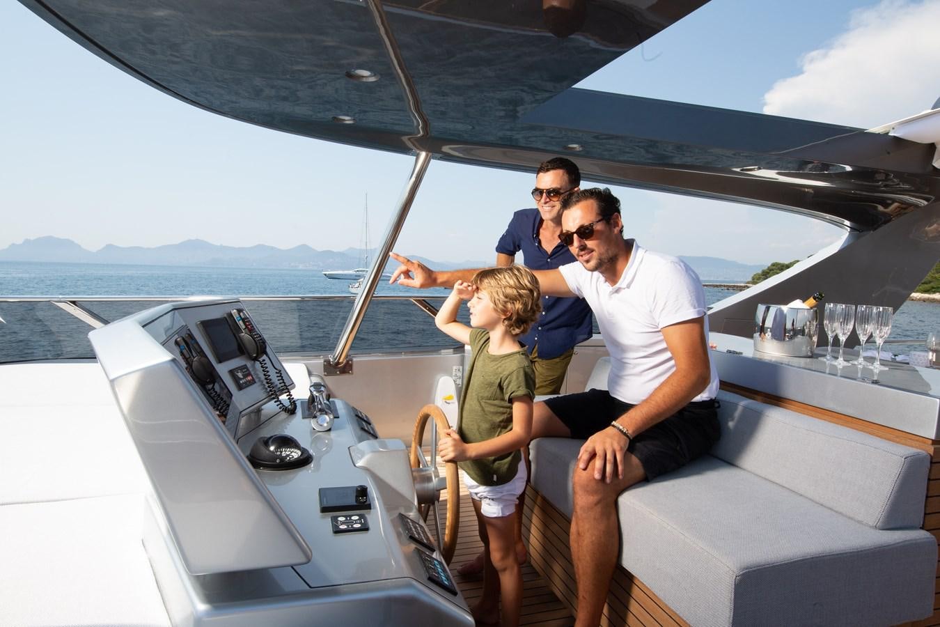 a group of people on a boat aboard NEW CANADOS 888 EVO Yacht for Sale