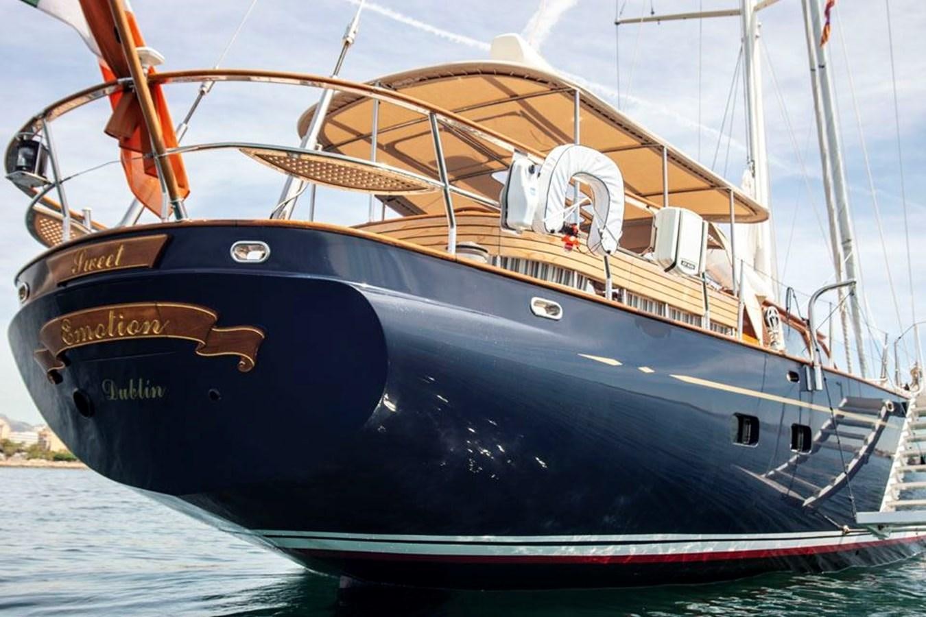 a black and red boat aboard SWEET EMOTION Yacht for Sale