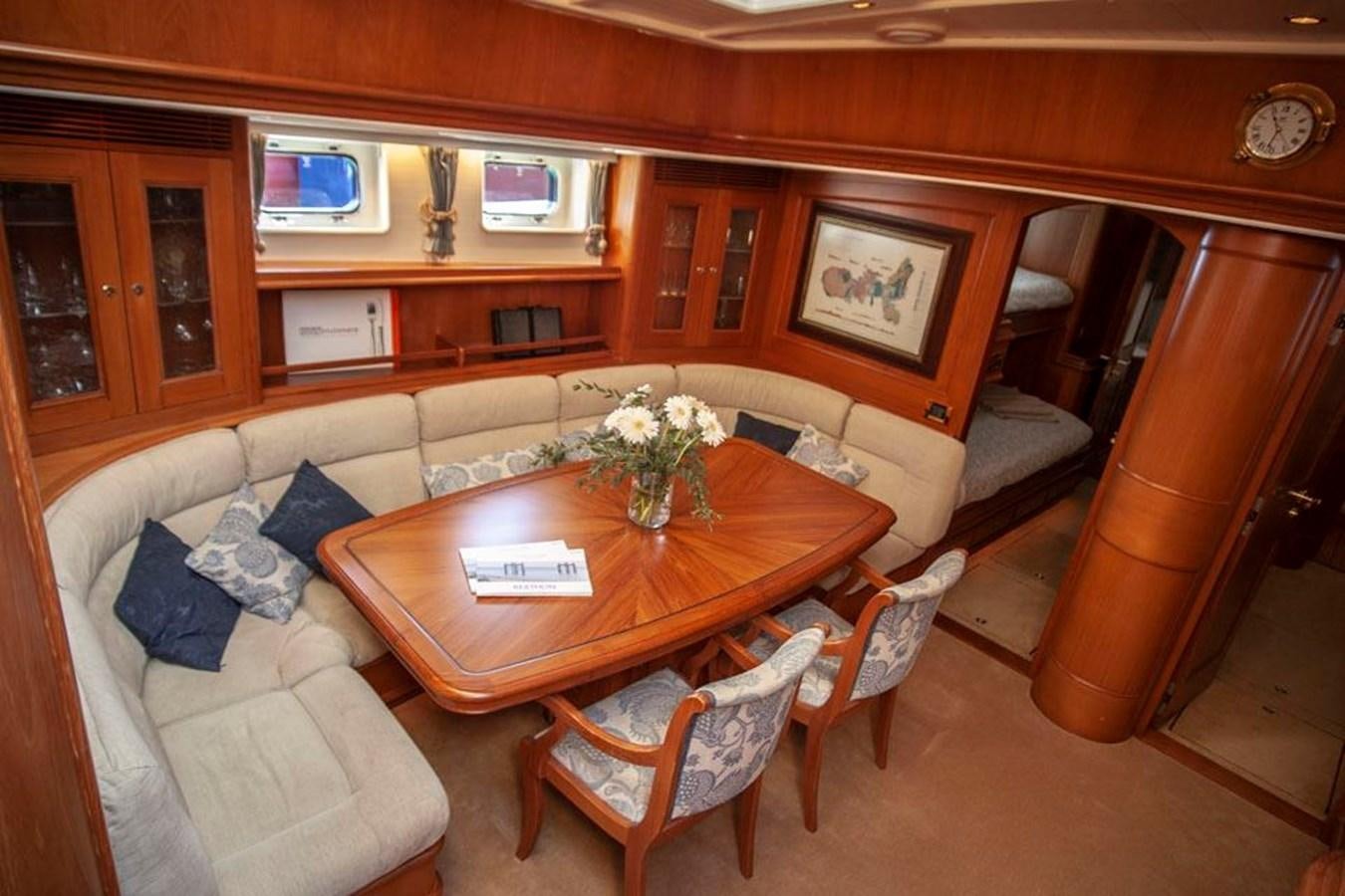 a living room with a couch and a table aboard SWEET EMOTION Yacht for Sale