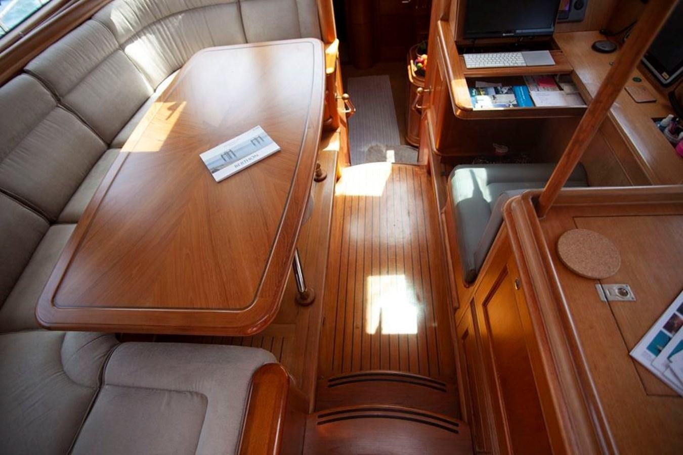 a couch and a table in a room aboard SWEET EMOTION Yacht for Sale