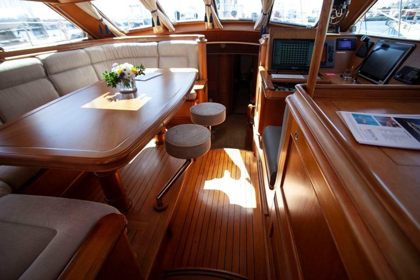 a room with a table and chairs aboard SWEET EMOTION Yacht for Sale