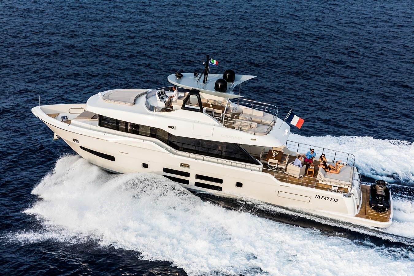 a boat with people on it aboard NEW OCEANIC 76/81 GT Yacht for Sale