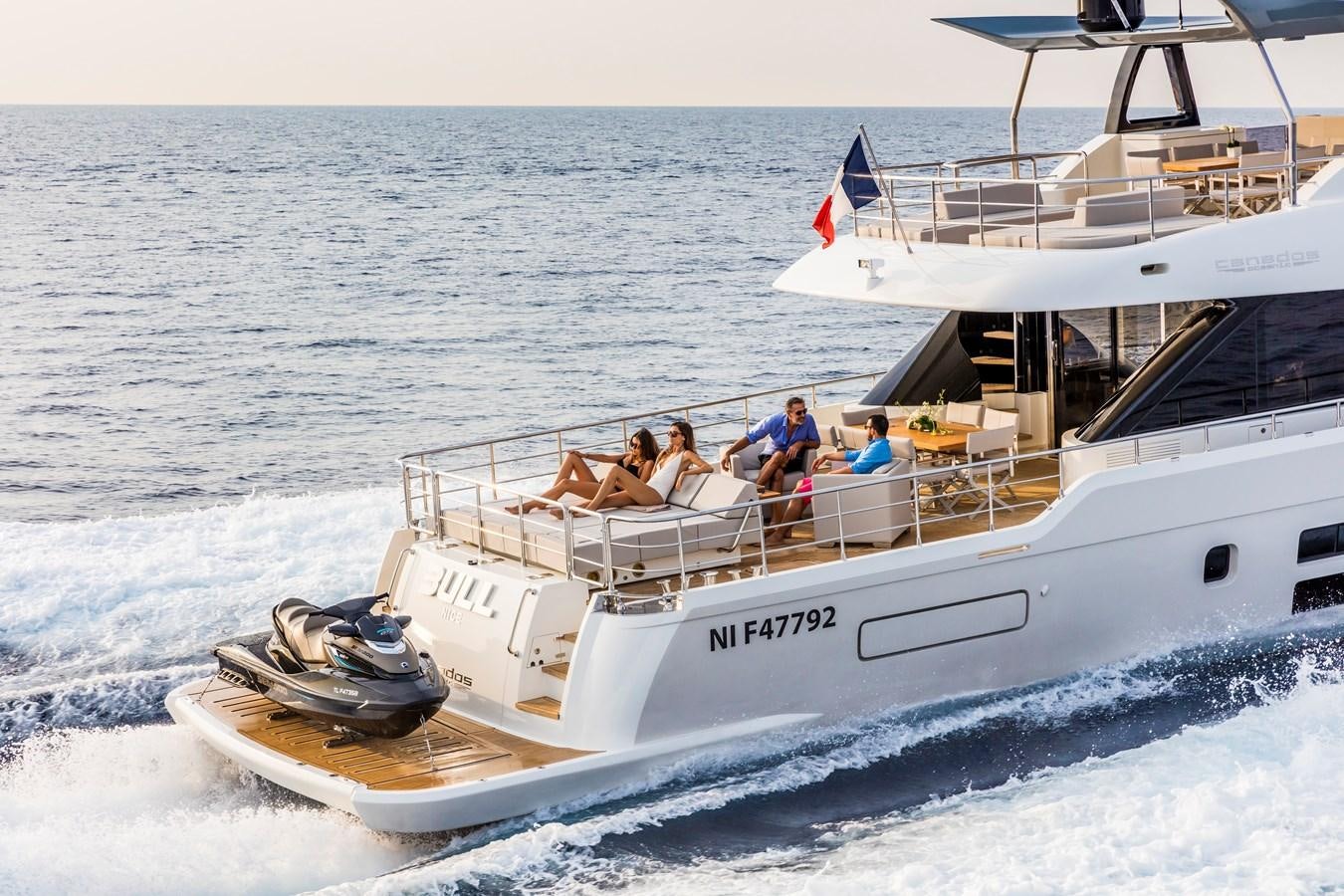 a boat with people on it aboard NEW OCEANIC 76/81 GT Yacht for Sale