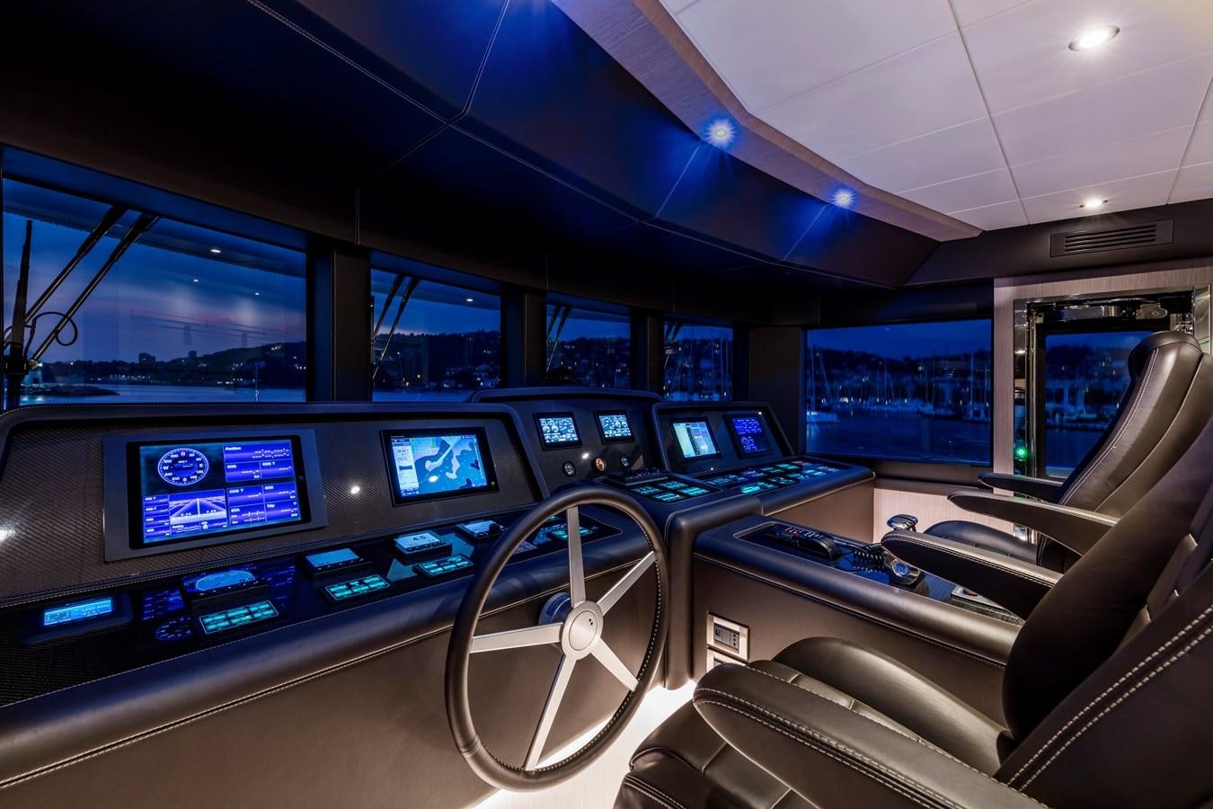 inside of a car with monitors and screens aboard NEW OCEANIC 76/81 GT Yacht for Sale