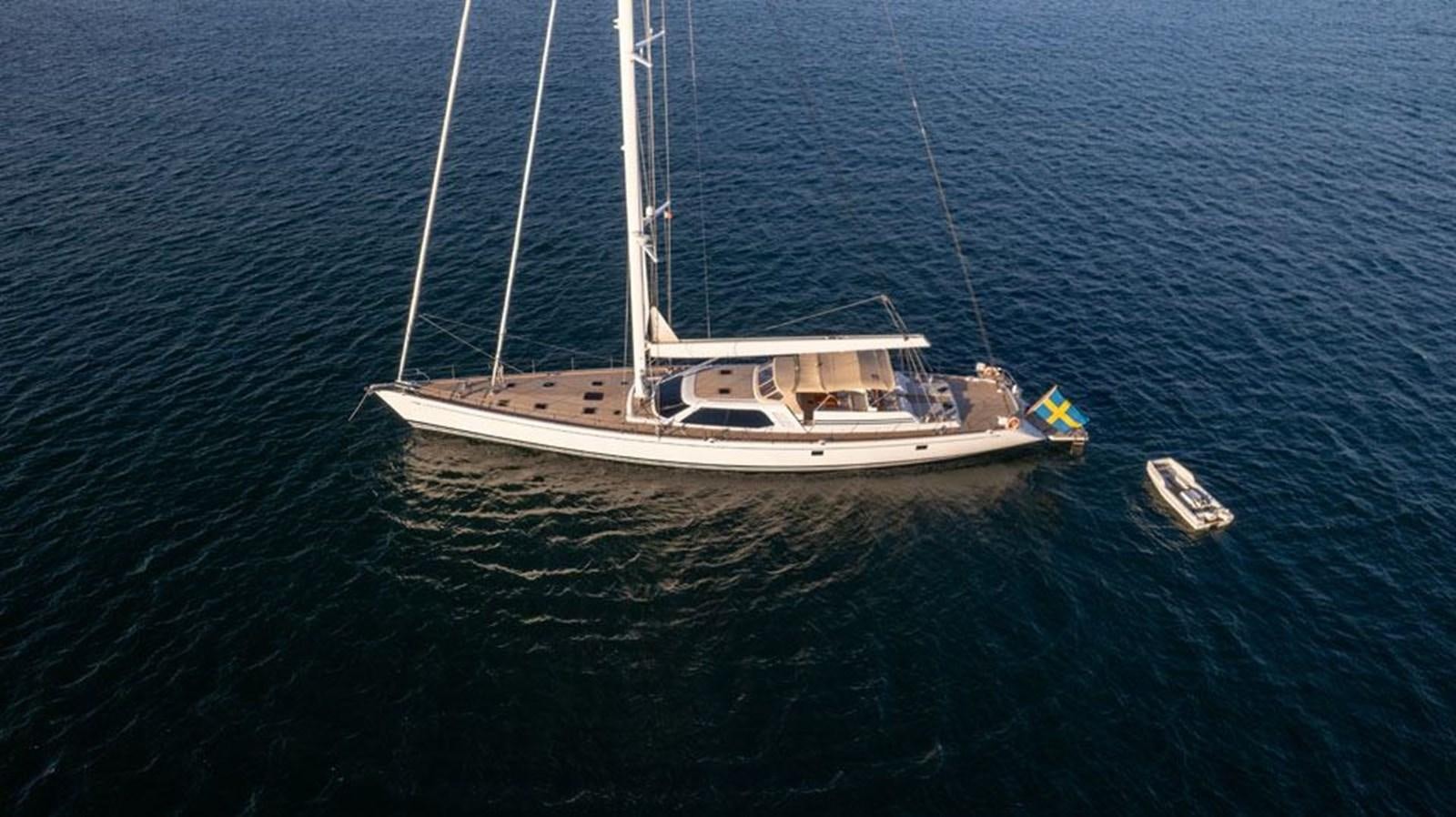 a white boat on the water aboard PAULINE AF SKANOR Yacht for Sale