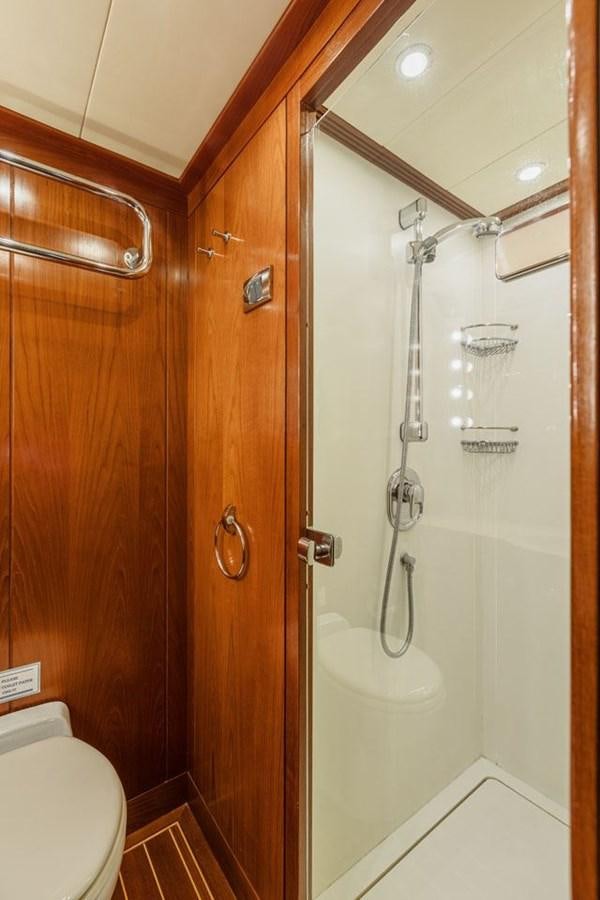 a shower with a glass door aboard PAULINE AF SKANOR Yacht for Sale