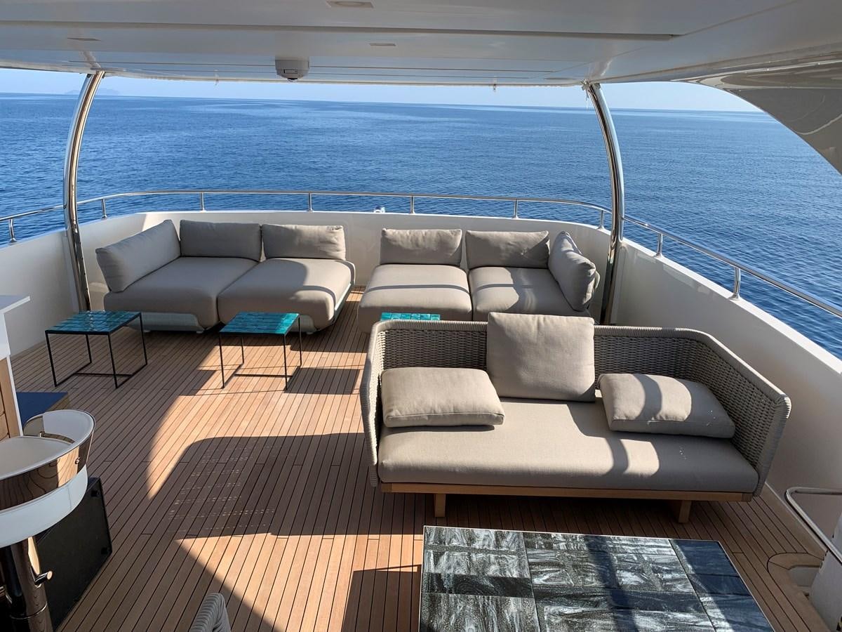 a living room with a large body of water aboard INSIEME Yacht for Sale