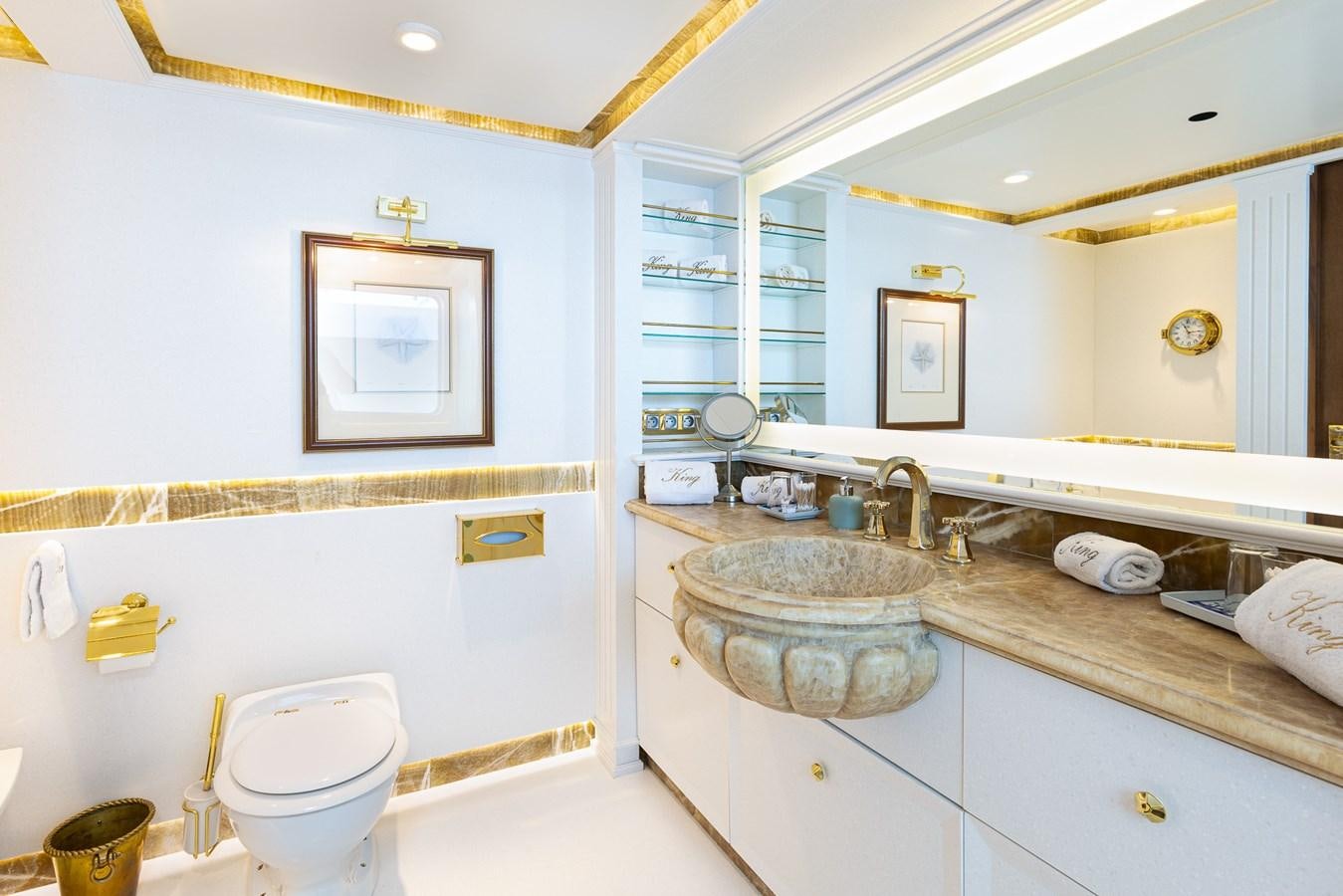 a bathroom with a sink and a toilet aboard GIN TONIC Yacht for Sale