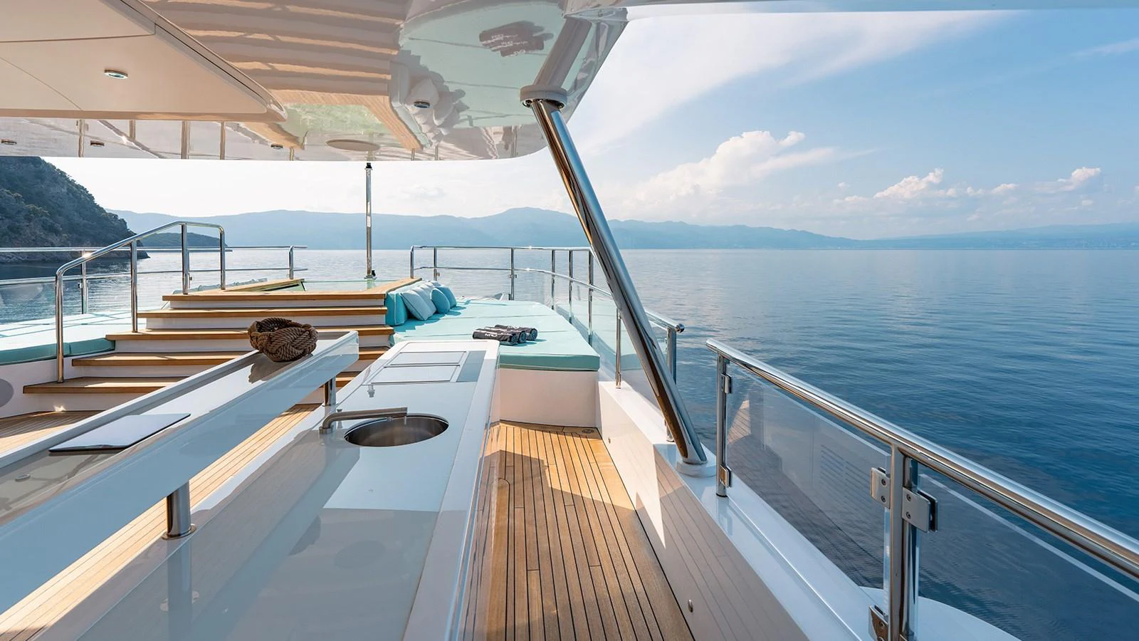 a deck with a boat on it aboard SEAGULL MRD Yacht for Sale