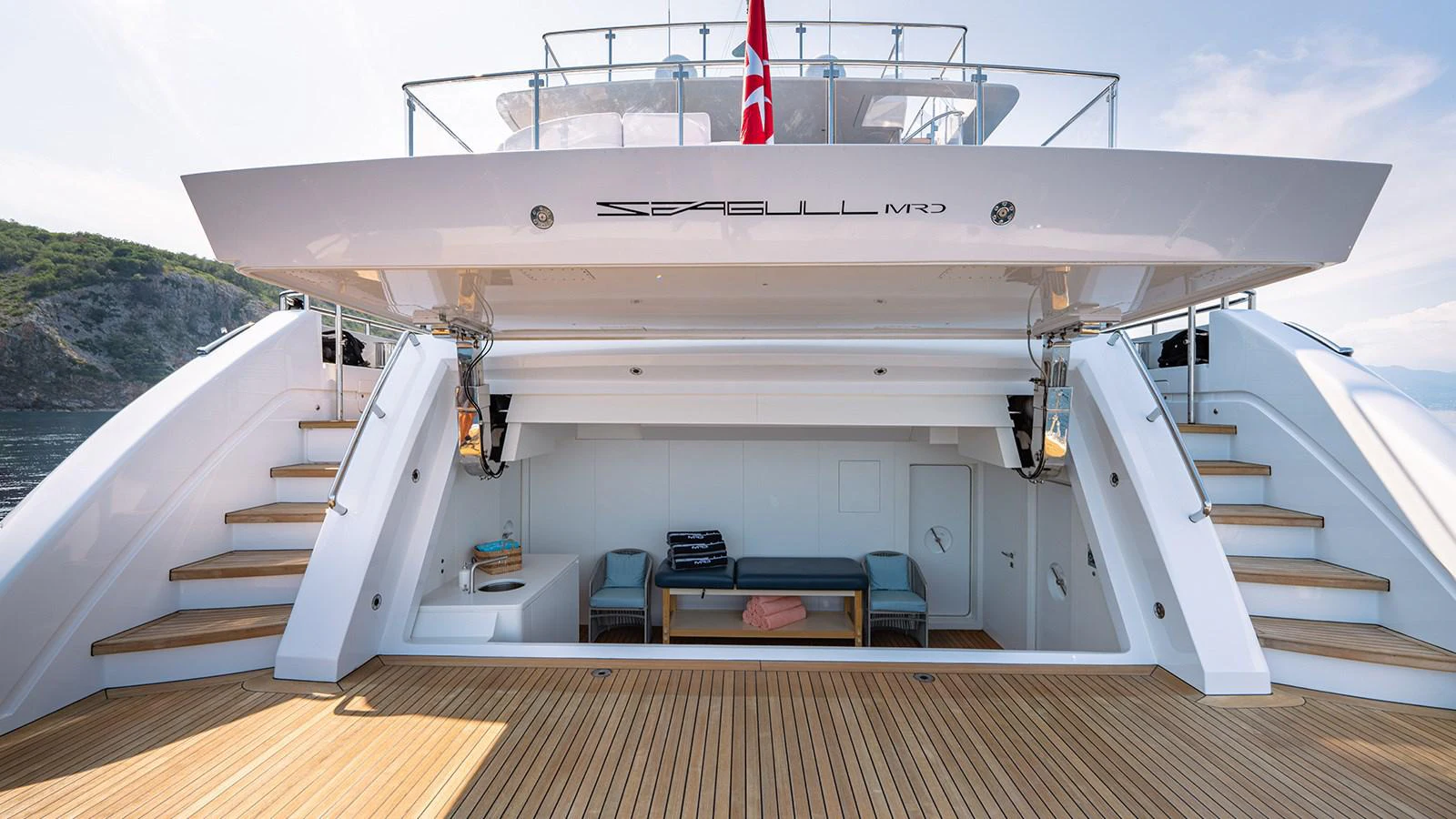 a boat on a deck aboard SEAGULL MRD Yacht for Sale