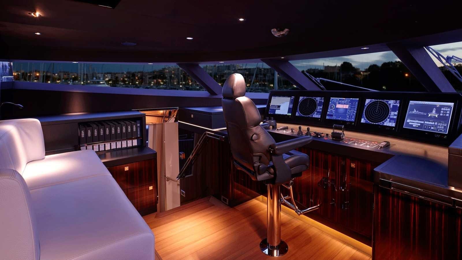 a room with a large display aboard EXCELLENCE V Yacht for Sale