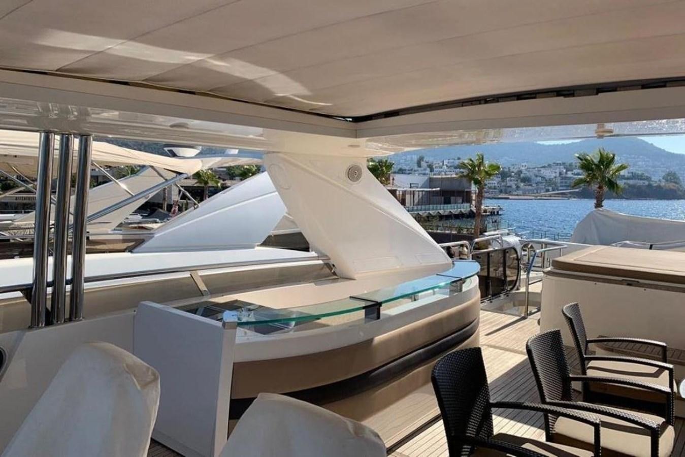 a large white boat on a deck aboard PRINCESS 95 Yacht for Sale