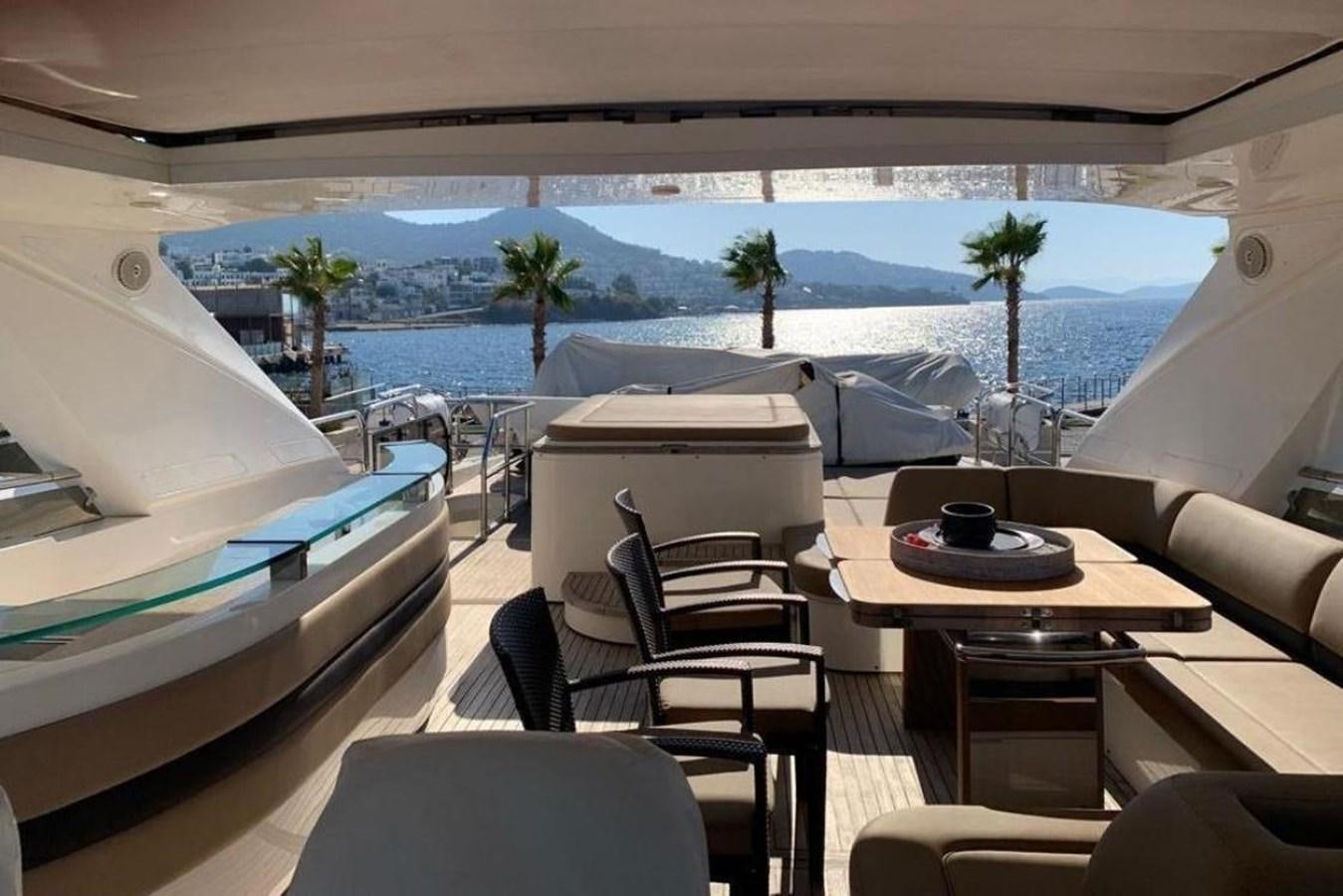a room with a table chairs and a pool aboard PRINCESS 95 Yacht for Sale