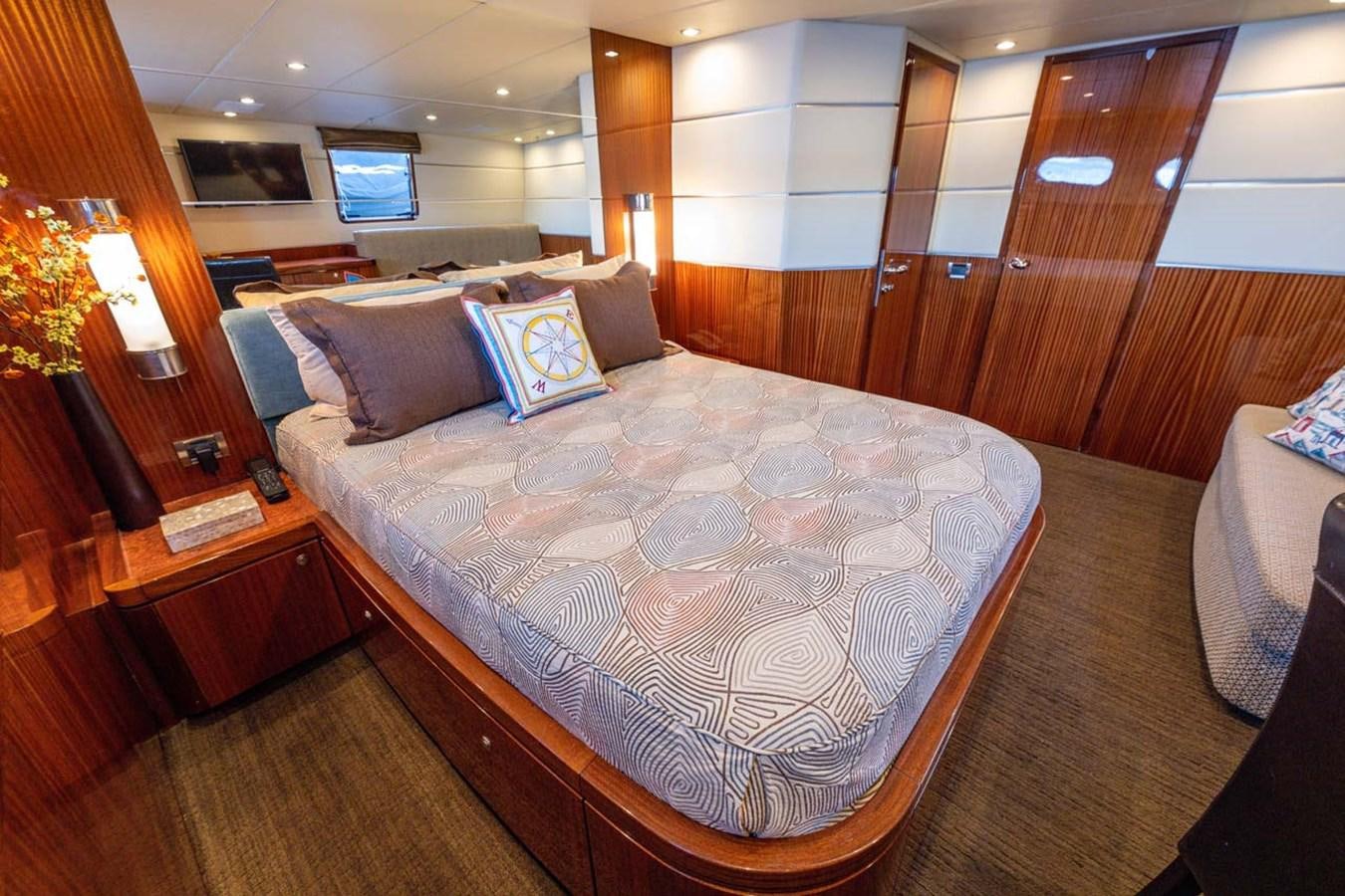 a bed in a room aboard BELLA SOGNO Yacht for Sale