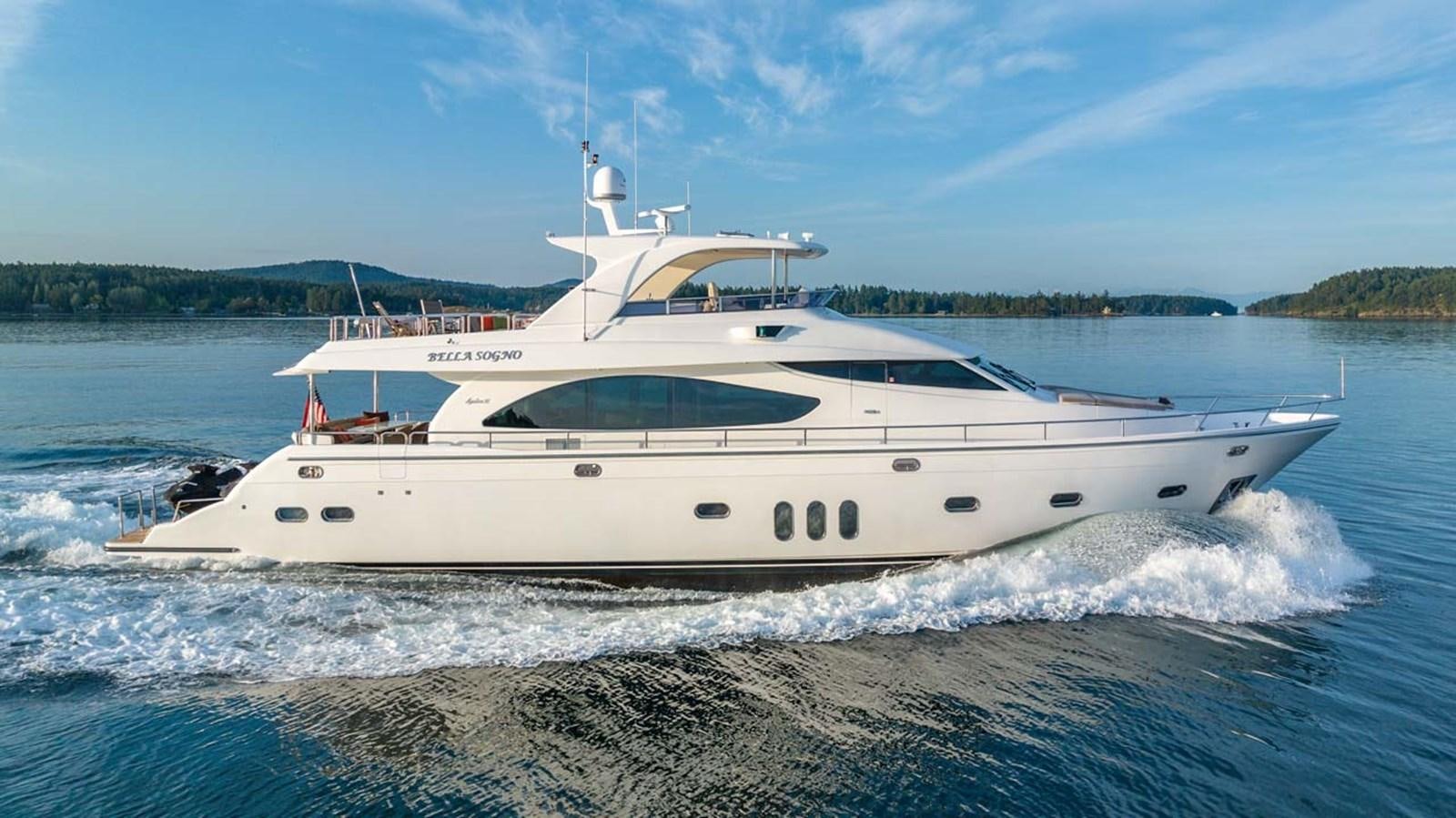 a white yacht on the water aboard BELLA SOGNO Yacht for Sale