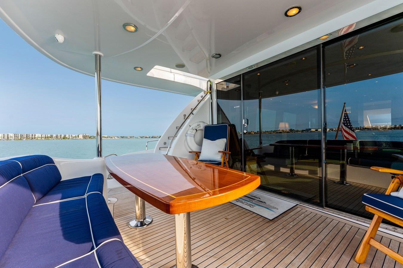 a boat on a deck aboard RUMOURS Yacht for Sale