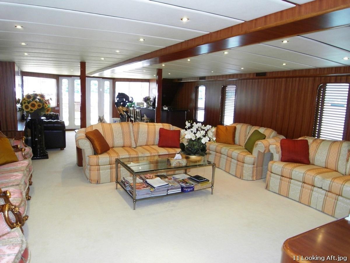 a living room with a large window aboard WESTERN ISLES Yacht for Sale