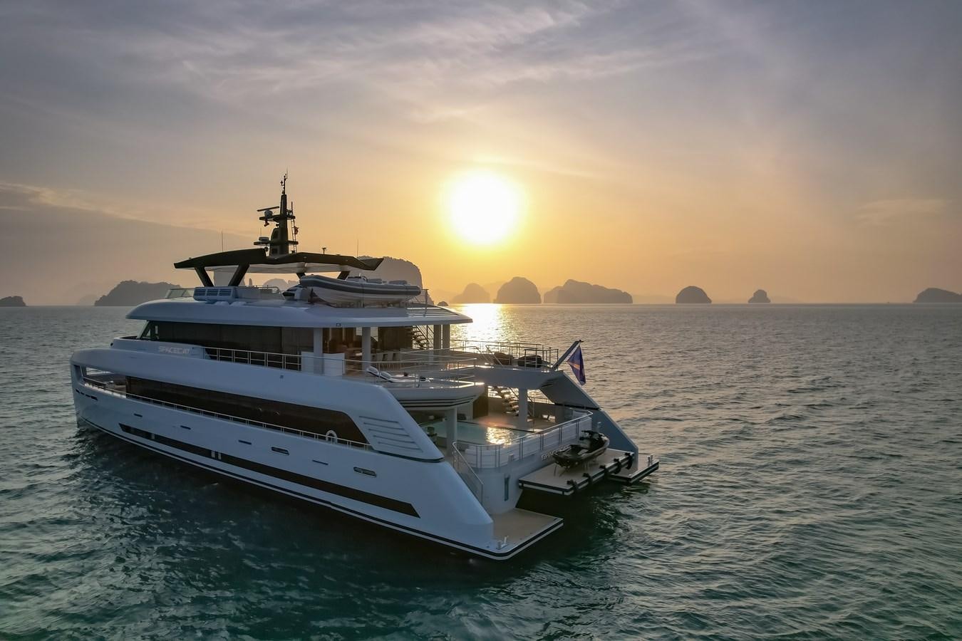 a boat in the water aboard SPACECAT Yacht for Sale