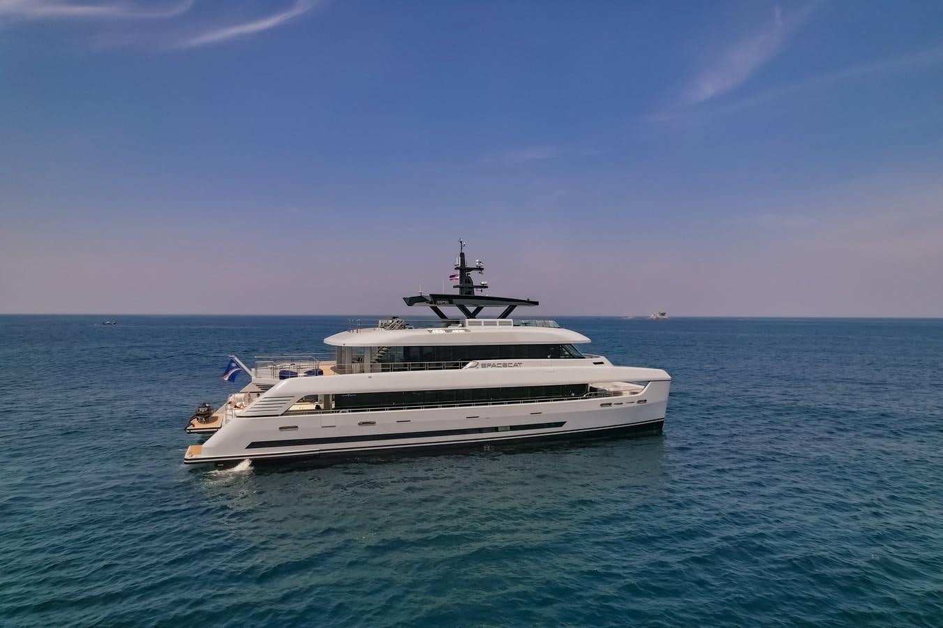 a boat in the water aboard SPACECAT Yacht for Sale