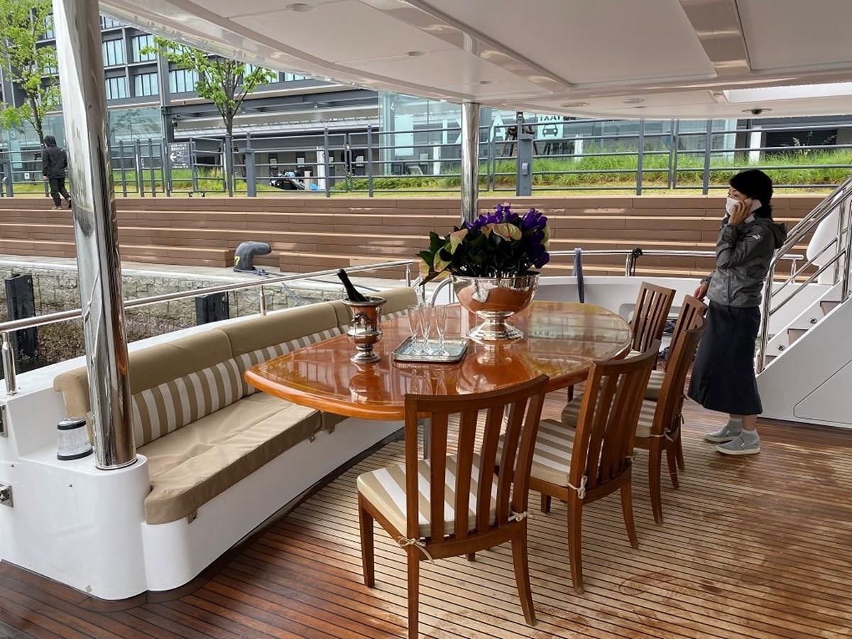 a table with glasses on it aboard RICHESSE Yacht for Sale