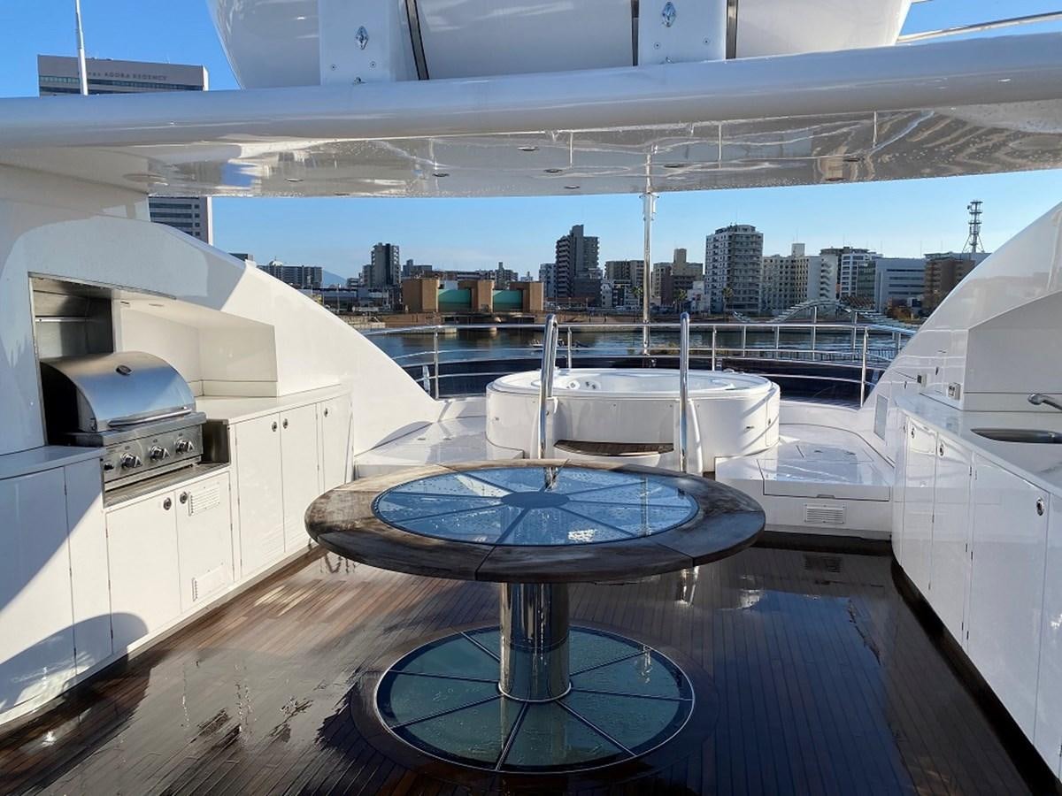 a large room with a table and chairs aboard RICHESSE Yacht for Sale