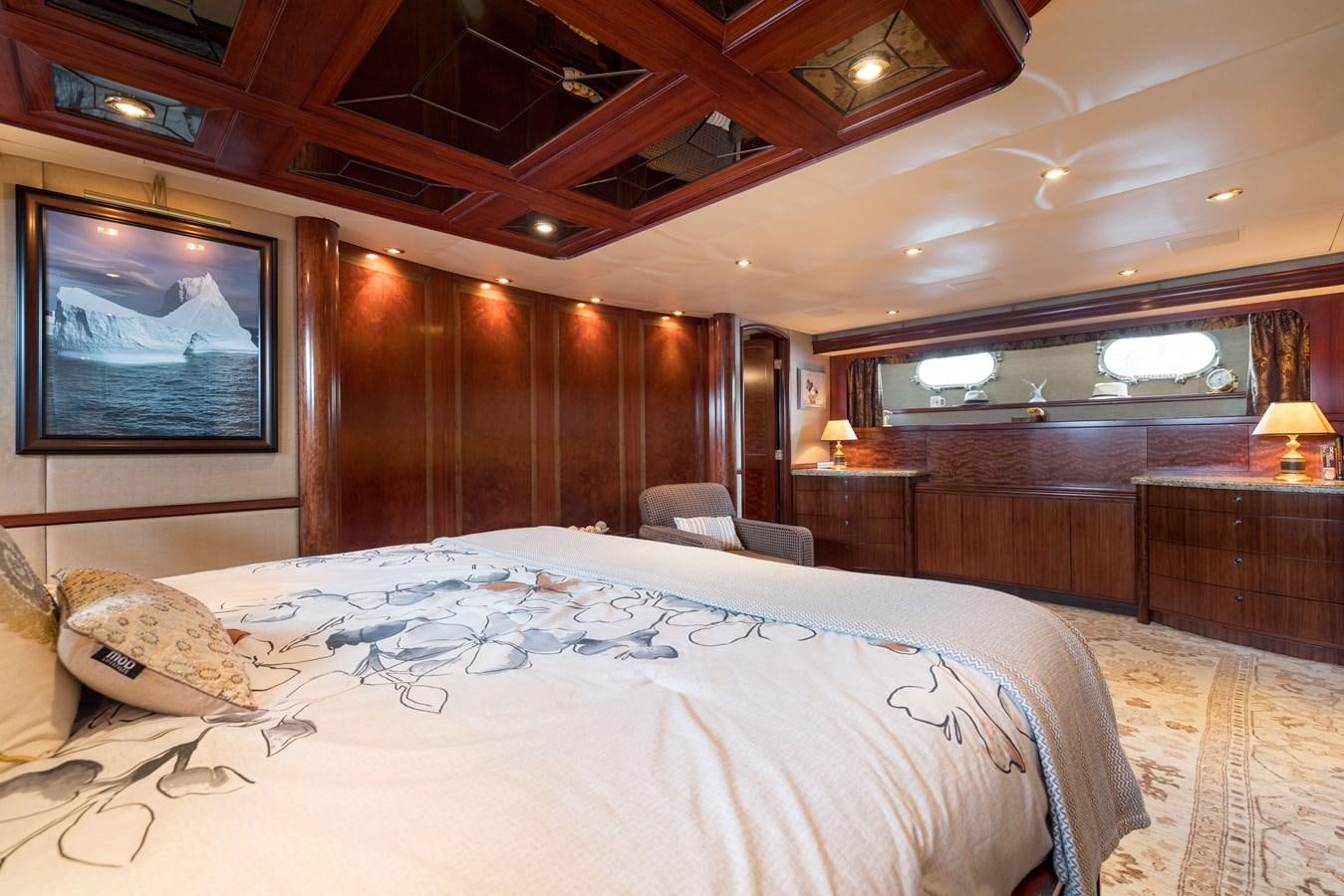 a large bed in a room aboard REPOSADO Yacht for Sale