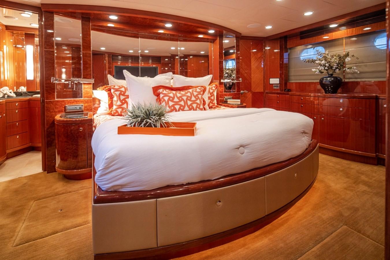 a bed in a room aboard COCONUT Yacht for Sale