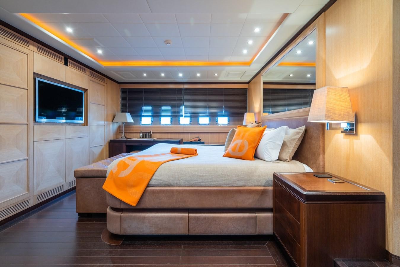 a bed in a hotel room aboard TECHNOMARINE Yacht for Sale