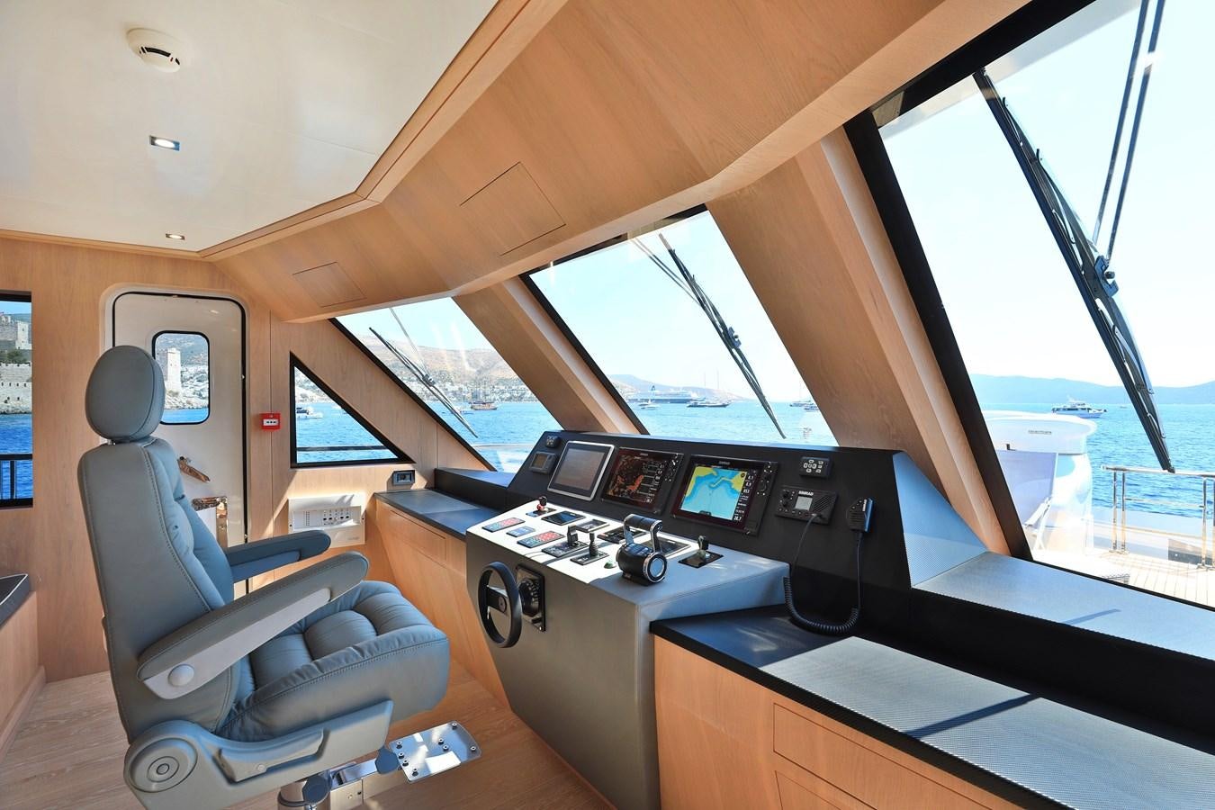 a room with a view of the ocean and the land below aboard AEGEAN EXPLORER 26M/02 Yacht for Sale