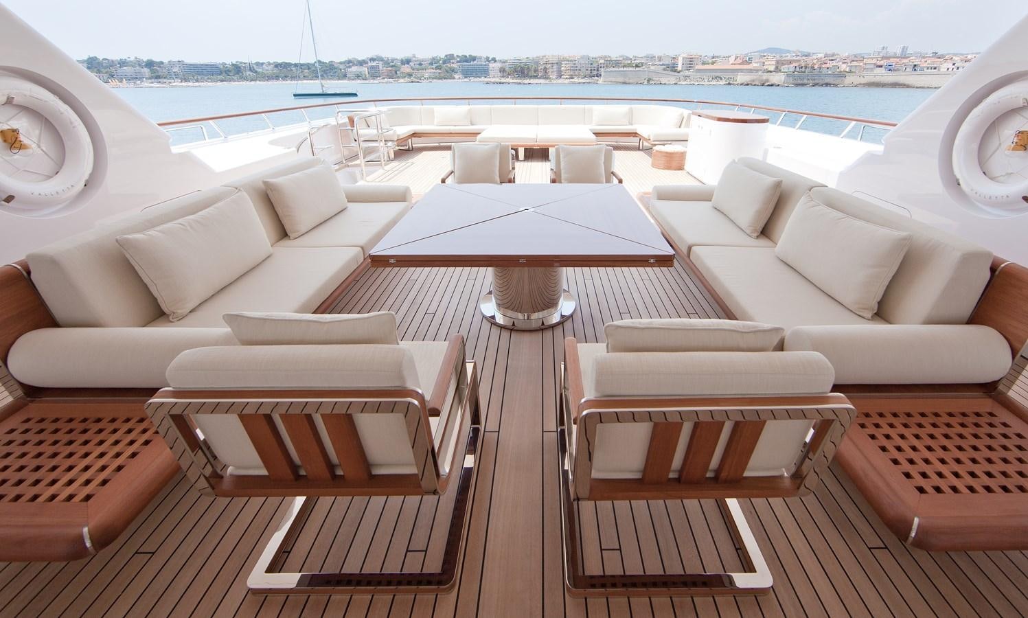 a table with chairs on it aboard KAHALANI Yacht for Sale
