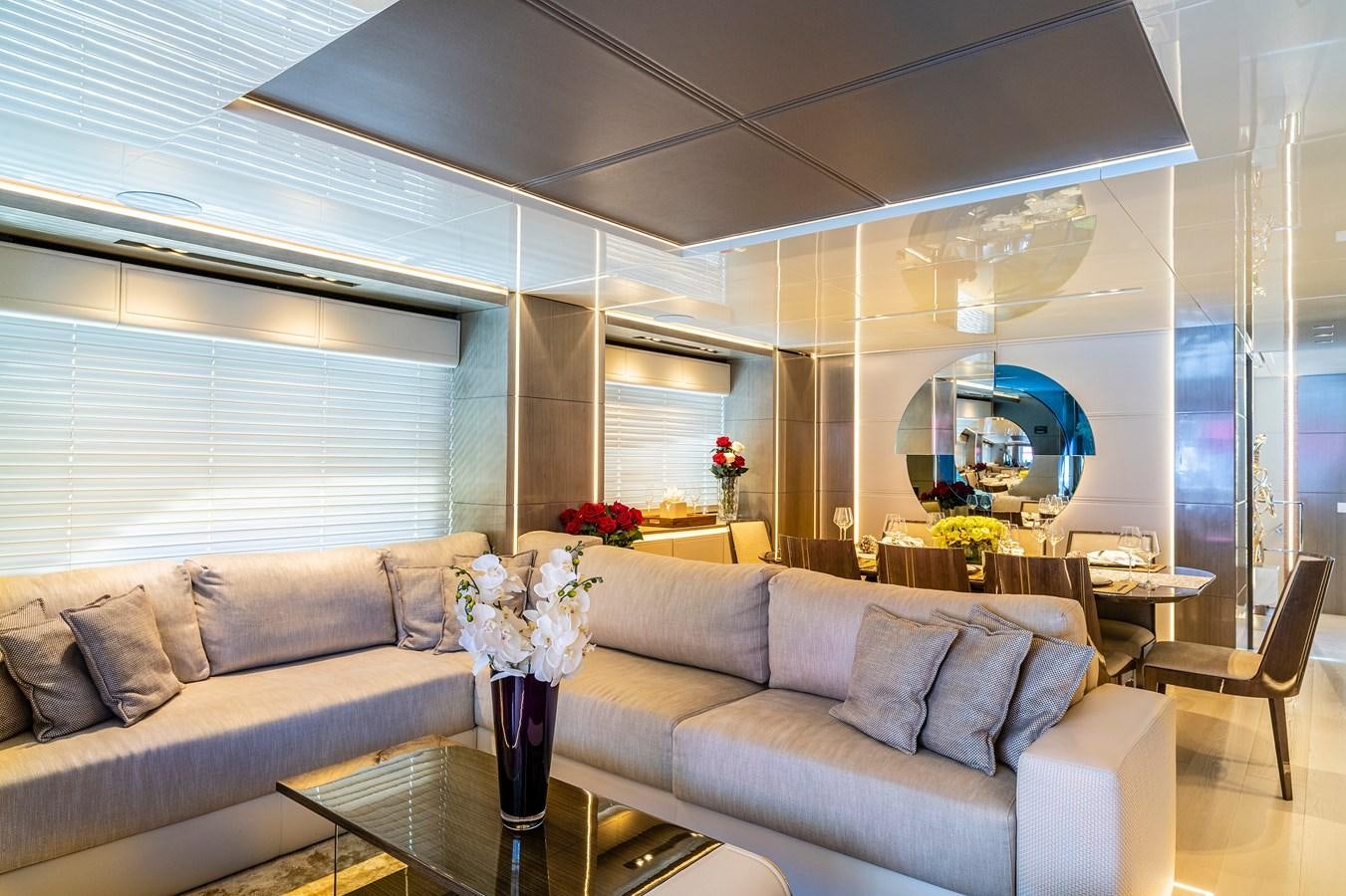 a living room with a couch and a table aboard THE PEDDLER Yacht for Sale
