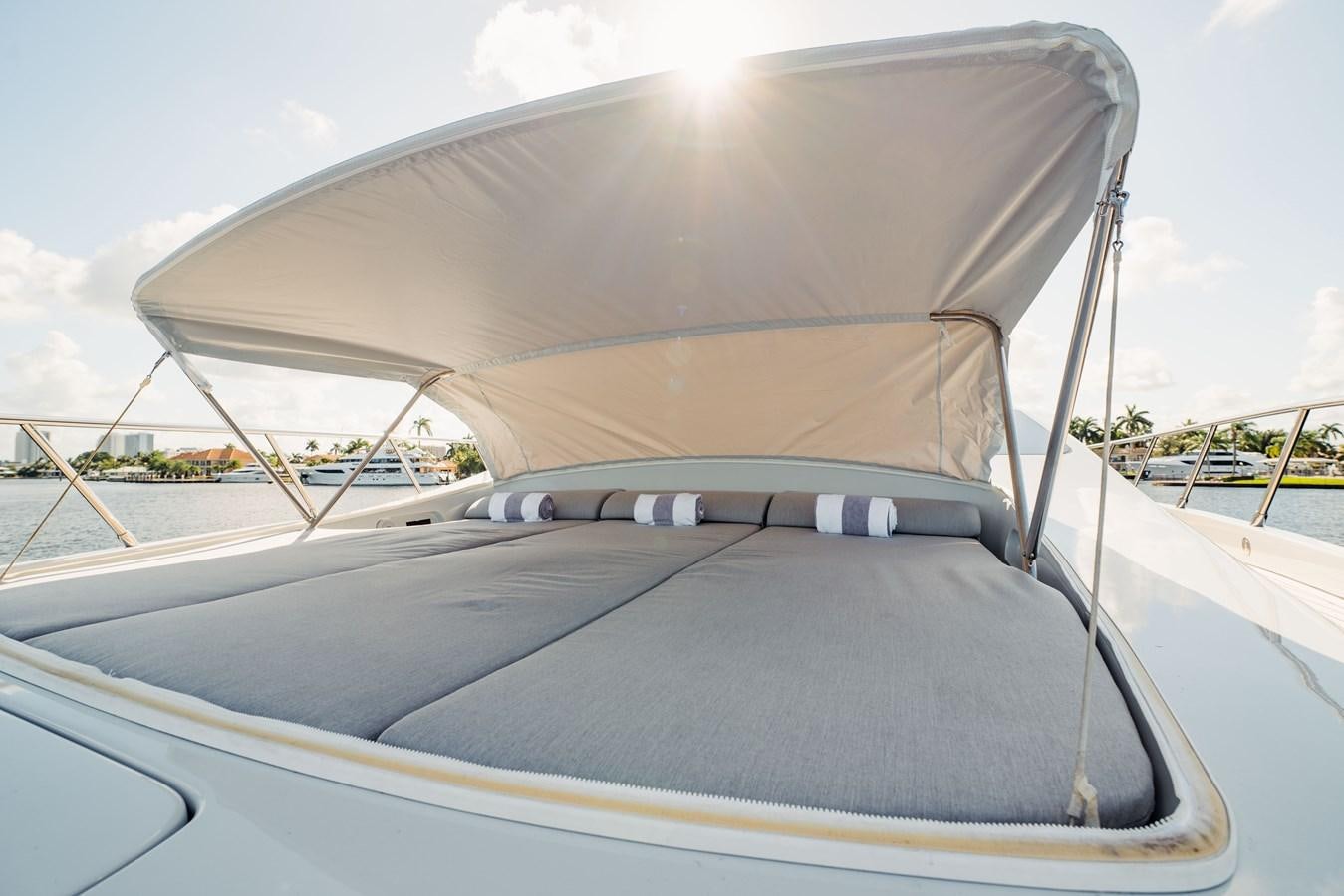 a white tent on a boat aboard 7 KNOTS Yacht for Sale