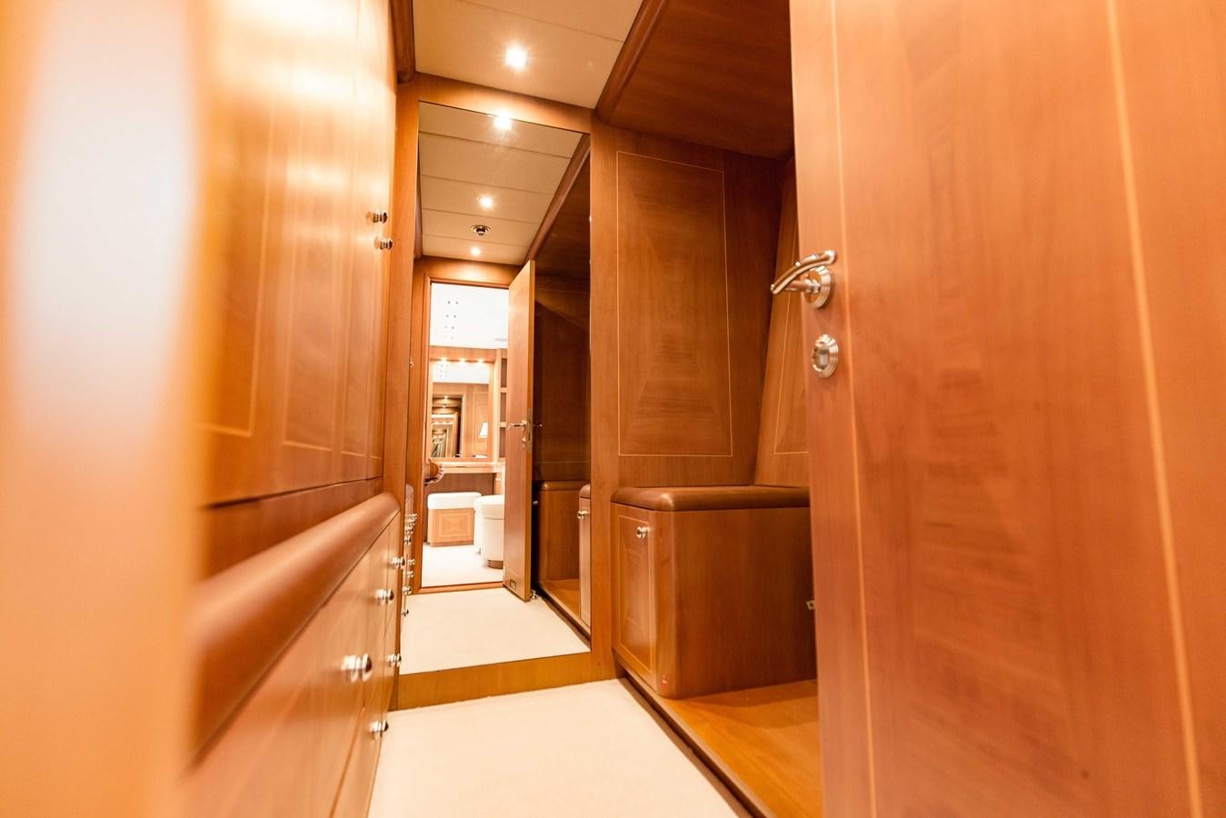 a bathroom with a large mirror aboard 7 KNOTS Yacht for Sale
