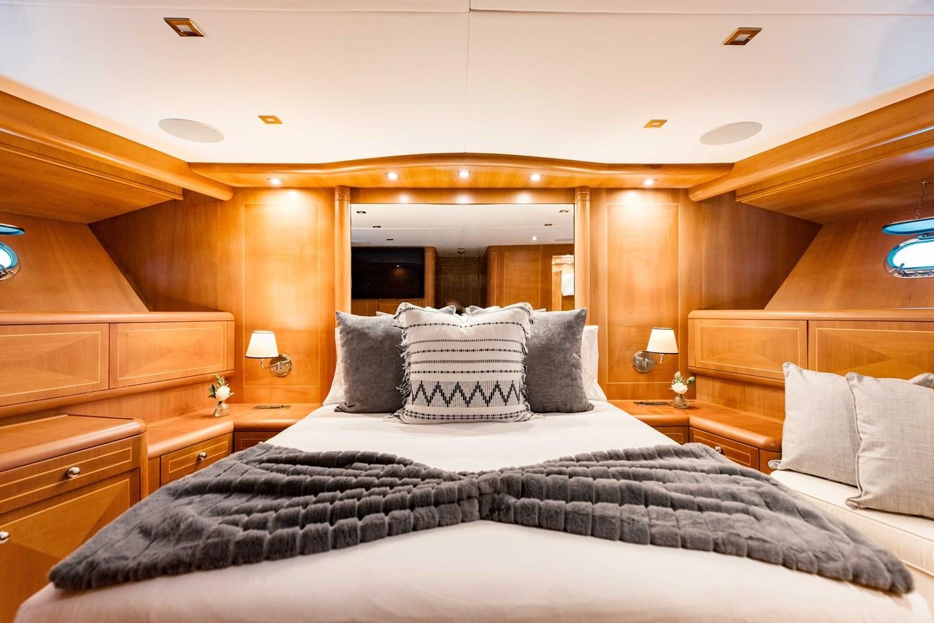 a large bed with pillows aboard 7 KNOTS Yacht for Sale