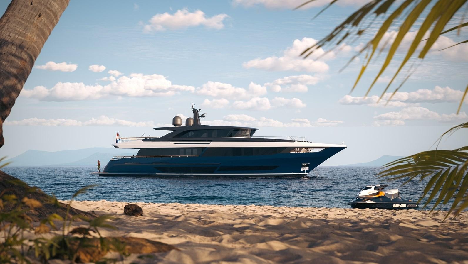 a boat on a beach aboard THE VESSEL Yacht for Sale