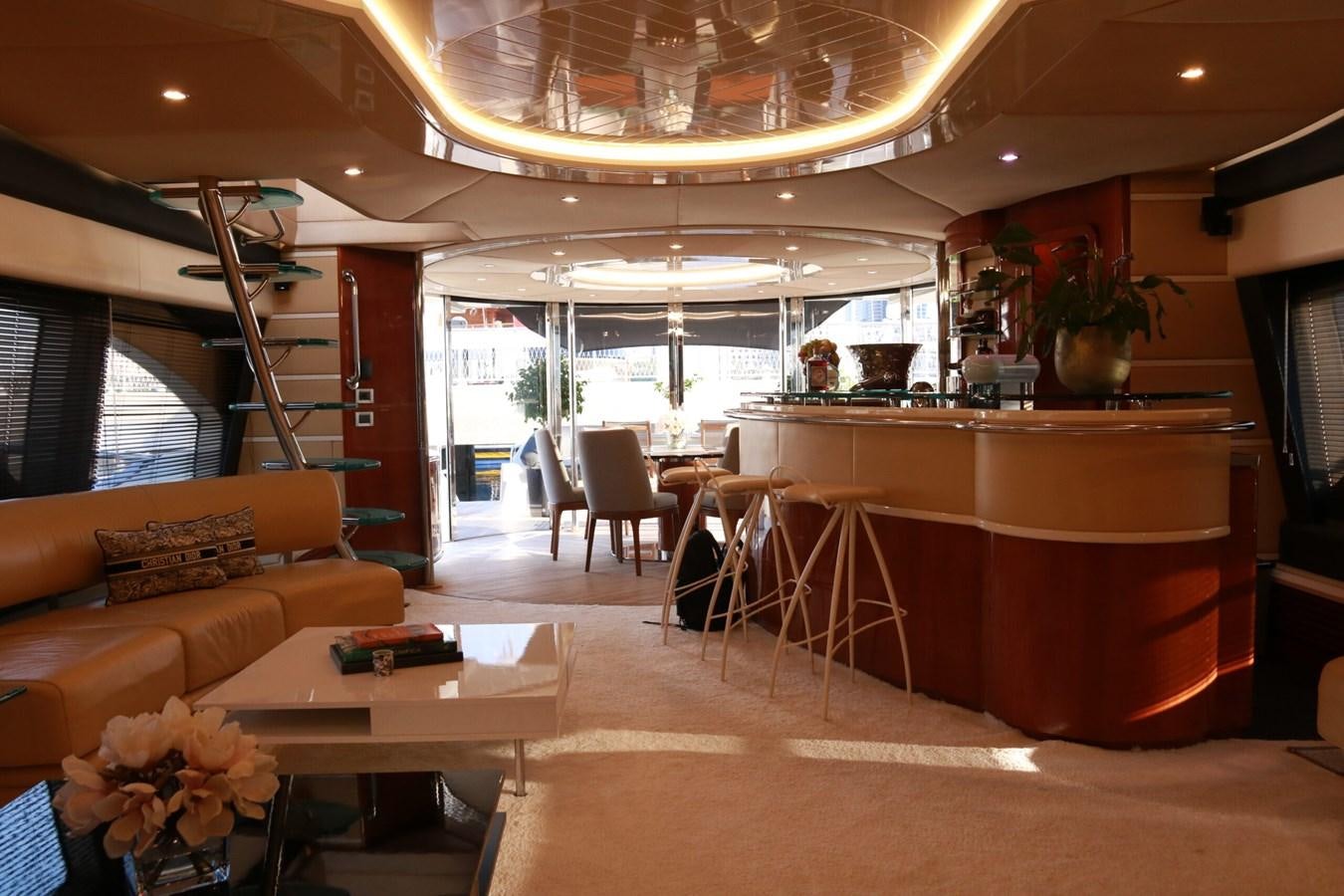 a living room with a large open floor plan aboard SIMONA Yacht for Sale