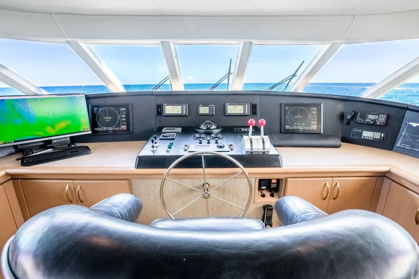 a control panel in a room aboard CHECKERED PAST Yacht for Sale
