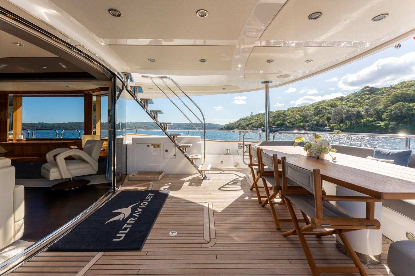 a boat on the water aboard ULTRAVIOLET Yacht for Sale