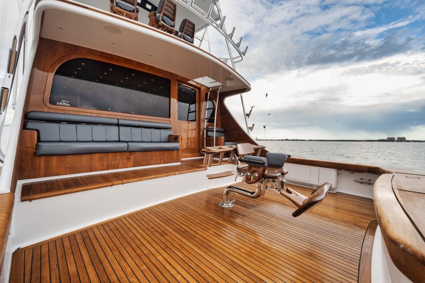a boat on a deck aboard FULL TIME Yacht for Sale