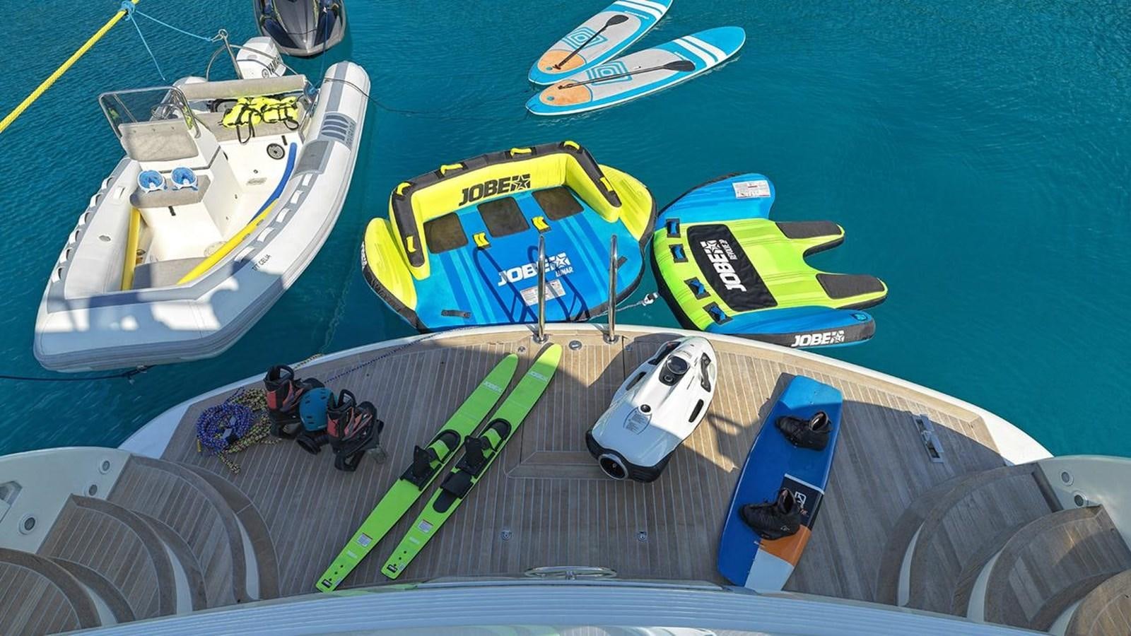 boats and boats on a dock aboard SANSARA Yacht for Sale