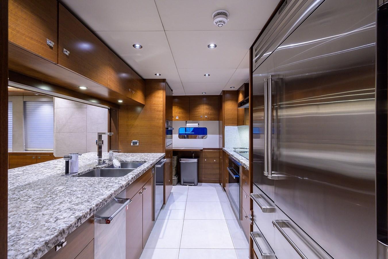 a kitchen with a large countertop aboard LACEY KAY Yacht for Sale