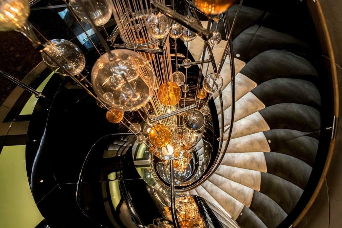 a chandelier with lights aboard TALISMAN C Yacht for Sale