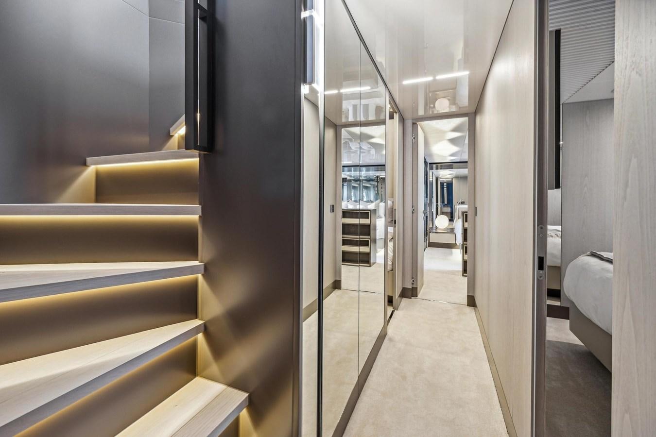 a hallway with doors aboard XFAF8532J021 Yacht for Sale