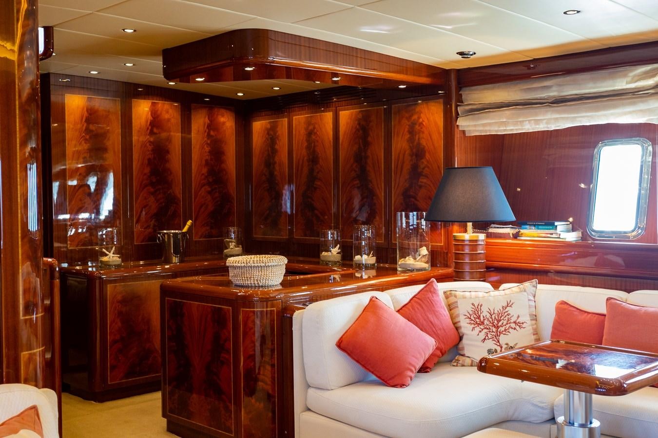 a room with a couch and a table aboard STAND BY ME Yacht for Sale