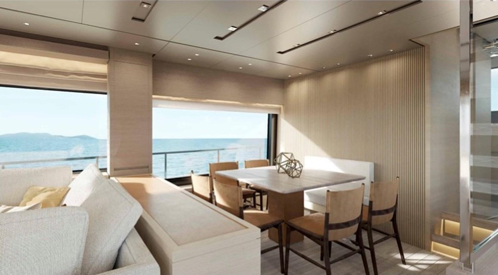 a room with a table and chairs aboard SANLORENZO SL78/815 Yacht for Sale